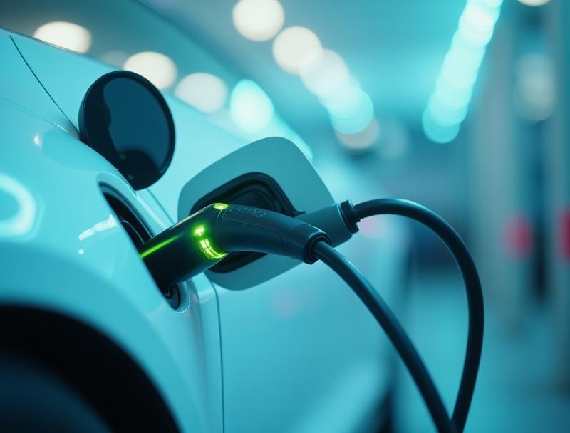 An electric car being charged at a public station in Austria, representing modern travel convenience.