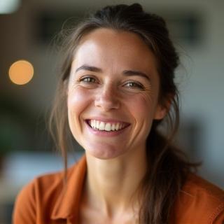 Portrait of Sophie Dupont, a happy teacher from France who used Austoo for family travel.